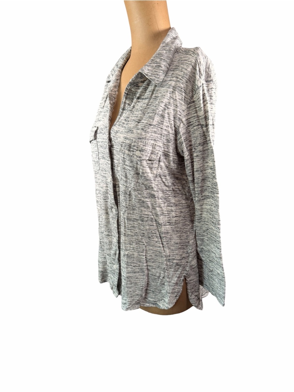 JAMES PERSE Grey 3/4 Sleeve Collared Shirt